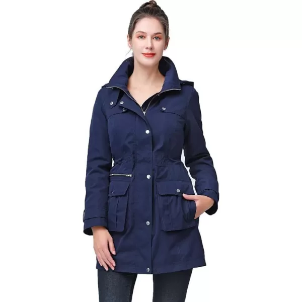 BGSD Women Jamie Waterproof Insulated Hooded Rain Jacket Parka Coat  Regular amp Plus SizeNavy