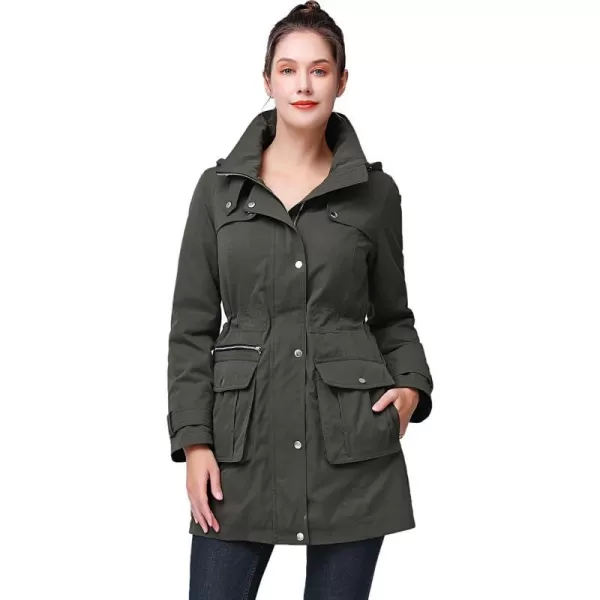 BGSD Women Jamie Waterproof Insulated Hooded Rain Jacket Parka Coat  Regular amp Plus SizeOlive