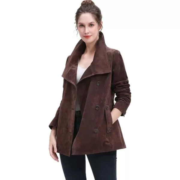 BGSD Women Jane Suede Leather Jacket Regular amp Plus Size amp PetiteBrown