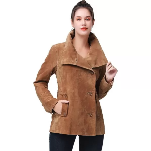 BGSD Women Jane Suede Leather Jacket Regular amp Plus Size amp PetiteCaramel