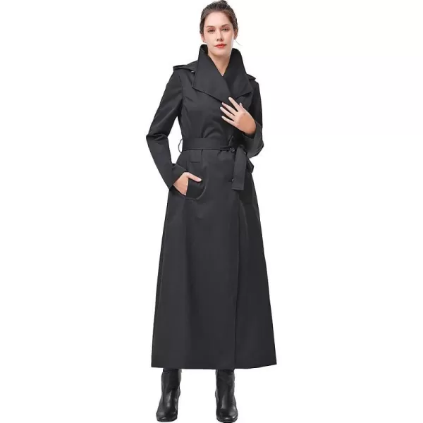 BGSD Women Jessica Waterproof Hooded Long Trench Coat  Regular amp Plus SizeBlack