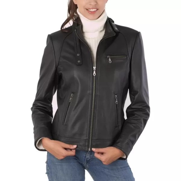 BGSD Women Julie Zip Front Lambskin Leather Jacket Regular amp Plus SizeBlack