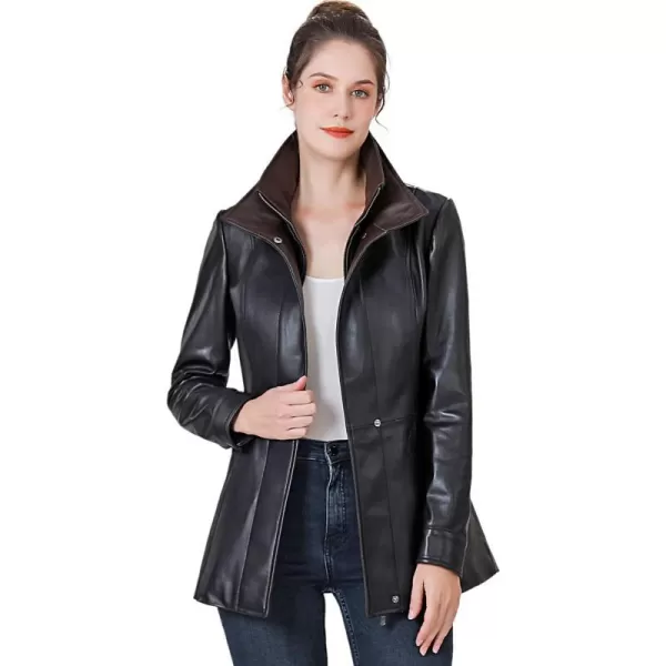 BGSD Women Kara New Zealand Lambskin Leather Scuba Jacket Regular amp Plus Size amp PetiteBlack