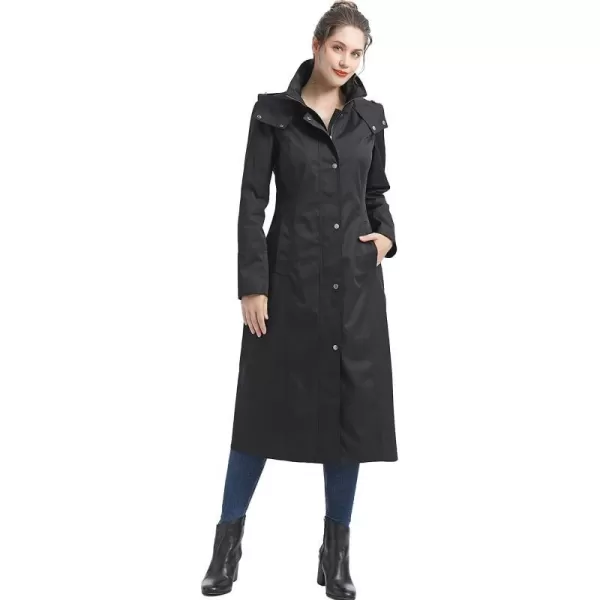 BGSD Women Kathy Waterproof Hooded Long Rain Coat  Regular amp Plus SizeBlack