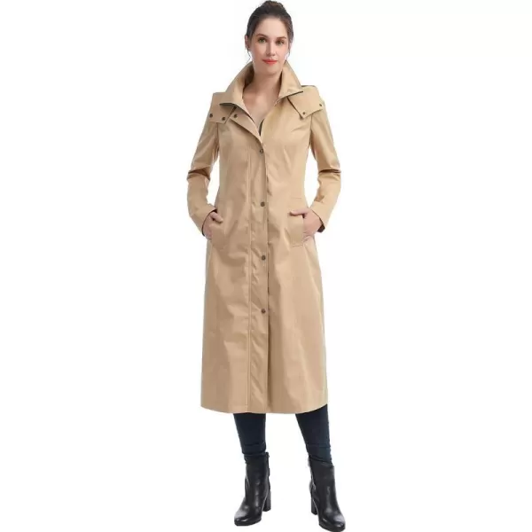 BGSD Women Kathy Waterproof Hooded Long Rain Coat  Regular amp Plus SizeTan