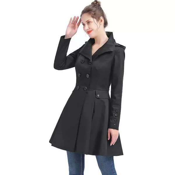 BGSD Women Kayla Waterproof Hooded Mid Length Trench Coat  Regular amp Plus SizeBlack