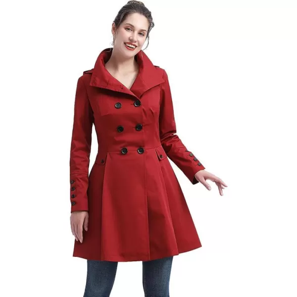 BGSD Women Kayla Waterproof Hooded Mid Length Trench Coat  Regular amp Plus SizeRed