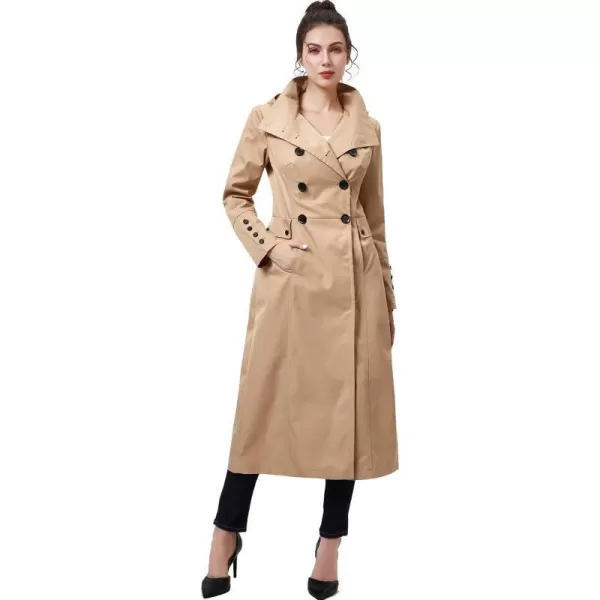 BGSD Women Kelly Waterproof Hooded Maxi Long Trench Coat  Regular amp Plus SizeTan