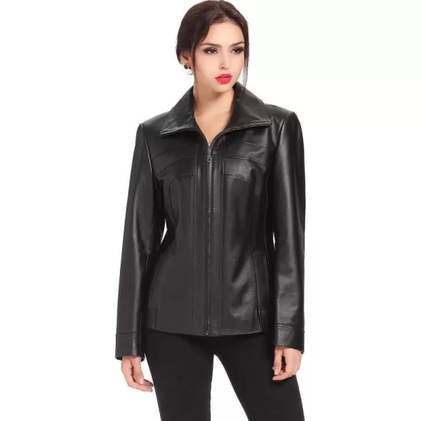 BGSD Women Kim Lambskin Leather Scuba Jacket Regular amp Plus Size amp PetiteBlack