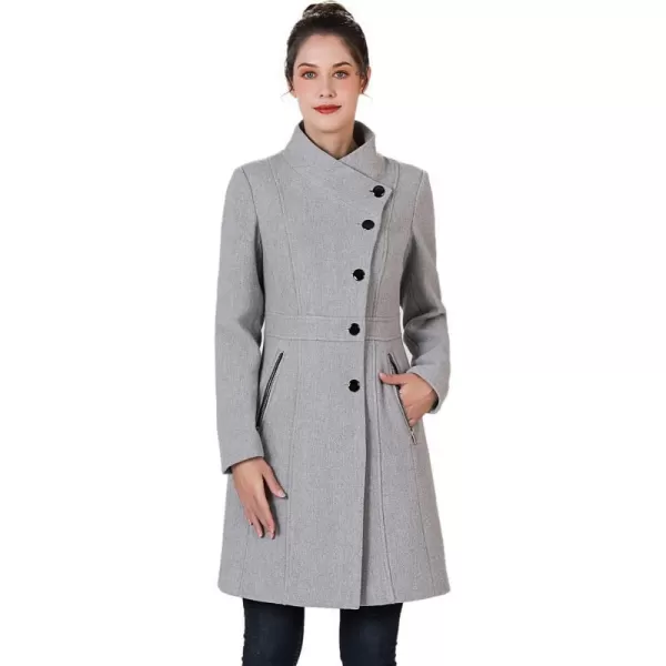 BGSD Women Kya Asymmetrical Button Front Walker CoatGray