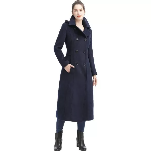 BGSD Women Lea Hooded Full Length Long Wool Coat Regular amp Plus Size amp PetiteNavy