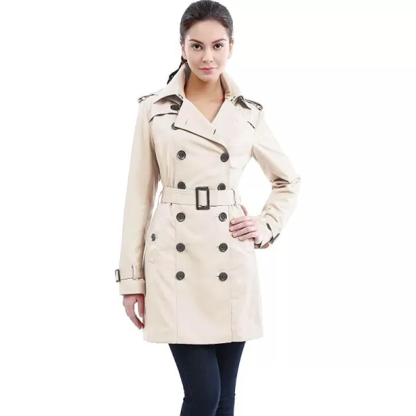 BGSD Women Leah Waterproof Hooded Mid Length Trench CoatBiscuit