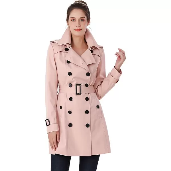 BGSD Women Leah Waterproof Hooded Mid Length Trench CoatBlush