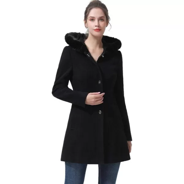 BGSD Women Lia Hooded Wool Coat Regular amp Plus Size amp PetiteBlack