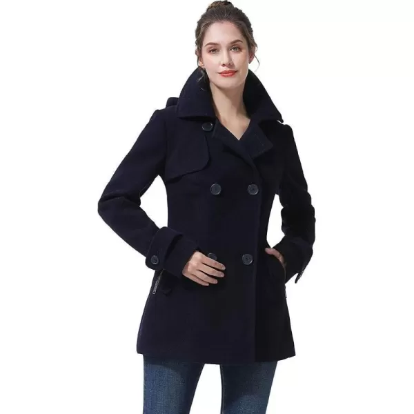 BGSD Women Luz Hooded Wool Pea Coat Regular amp Plus Size amp PetiteBlack