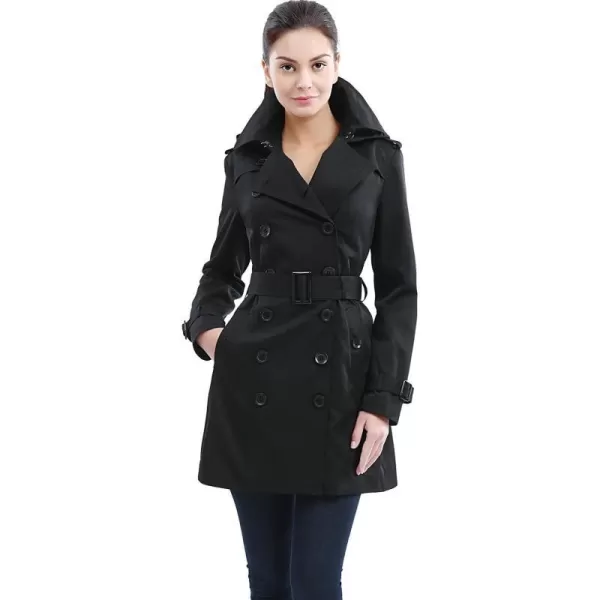 BGSD Women Madison Waterproof Hooded Mid Length Trench CoatBlack