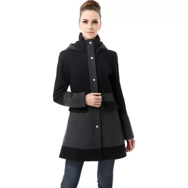 BGSD Women Marwa Color Block Hooded Wool Coat Regular amp Plus SizeBlack