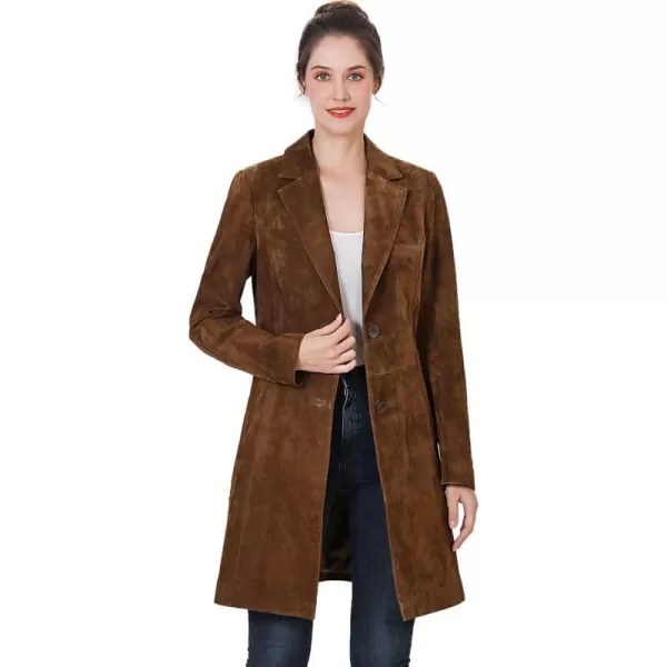 BGSD Women Mary Suede Leather Walker Coat Regular amp Plus Size amp PetiteTobacco