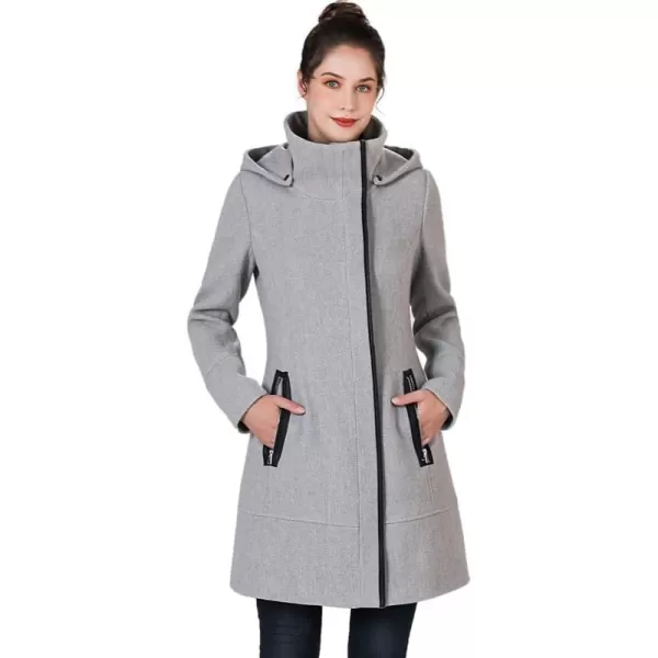 BGSD Women Meg Asymmetric Zipper Wool CoatGray