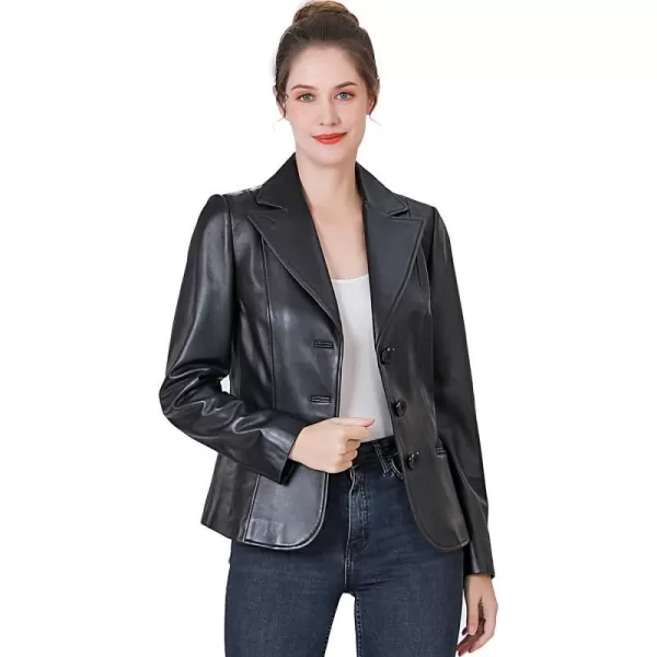 BGSD Women Nala Lambskin Leather Blazer Jacket Regular amp Plus Size amp PetiteBlack