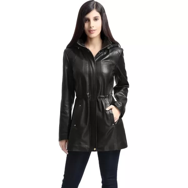 BGSD Women Natalie Lambskin Leather Anorak Coat Regular amp Plus Size amp PetiteBlack