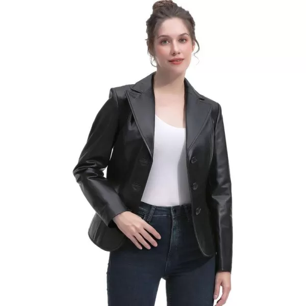 BGSD Women New Zealand Lambskin Leather Blazer Jacket Regular amp Plus Size amp PetiteBlack