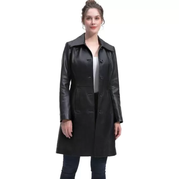 BGSD Women New Zealand Lambskin Leather Long Coat Regular amp Plus Size amp PetiteBlack