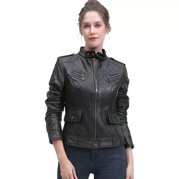 BGSD Women Quilted New Zealand Lambskin Leather Jacket Regular amp Plus Size amp PetiteBlack