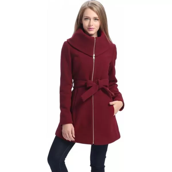 BGSD Women Robin Wool Fold Collar CoatWine