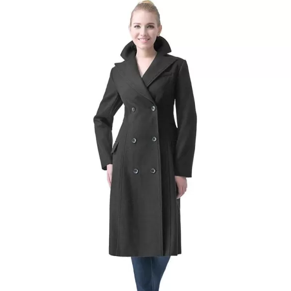 BGSD Women Romina Wool Long Walking Coat Regular and Plus SizeBlack