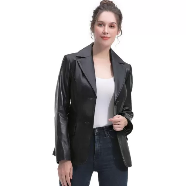 BGSD Women Ruth New Zealand Lambskin Leather Blazer Jacket Regular amp Plus Size amp PetiteBlack