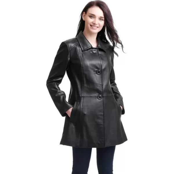 BGSD Women Sarah Lambskin Leather Coat Regular amp Plus Size amp PetiteBlack