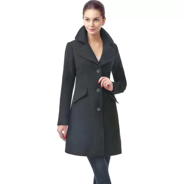 BGSD Women Sasha Wool Walking Coat Regular and Plus SizeBlack