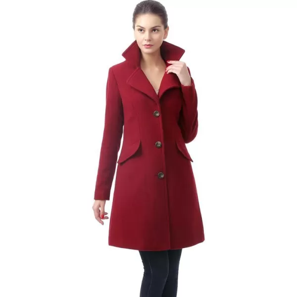 BGSD Women Sasha Wool Walking Coat Regular and Plus SizeWine