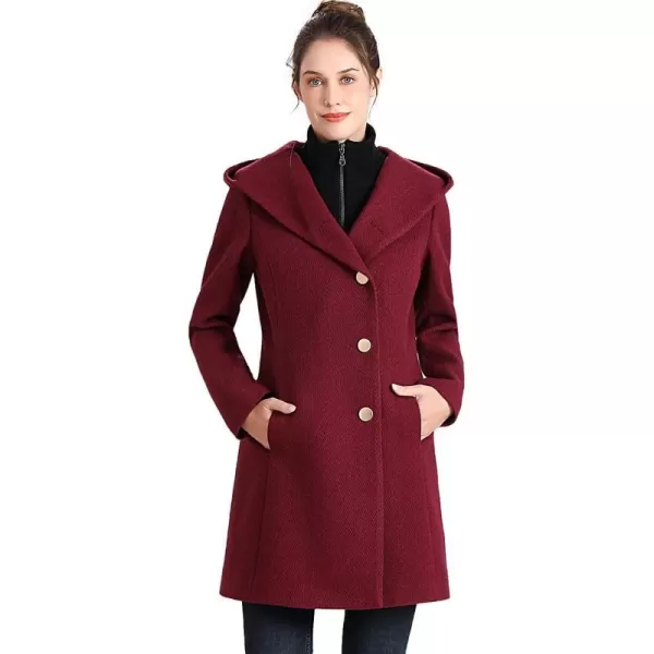 BGSD Women Sol Wool Asymmetrical Hooded Walker Coat Regular amp Plus Size amp PetiteRosewood