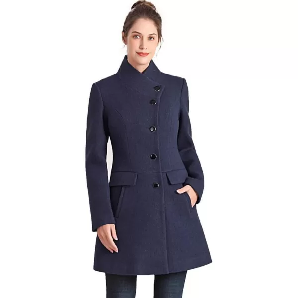 BGSD Women Sue Wool Stand Collar Walker CoatBlack