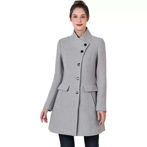 BGSD Women Sue Wool Stand Collar Walker CoatGray