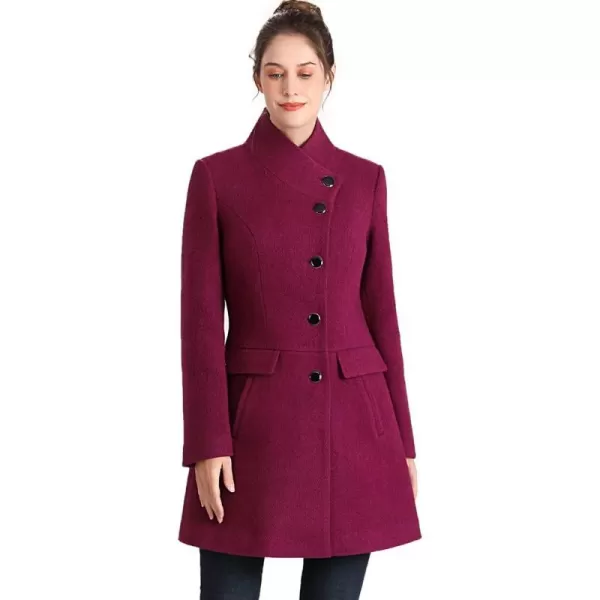 BGSD Women Sue Wool Stand Collar Walker CoatPlum