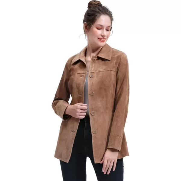 BGSD Women Suede Leather Coat Regular amp Plus Size amp PetiteCaramel