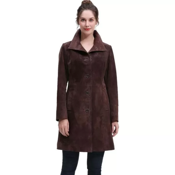 BGSD Women Suede Leather Walking Coat Regular amp Plus Size amp PetiteBrown