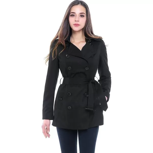 BGSD Women Tori Waterproof Hooded Short Trench CoatBlack