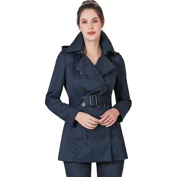 BGSD Women Tori Waterproof Hooded Short Trench CoatNavy