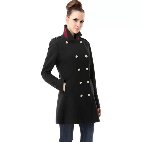 BGSD Women Victoria Wool Fitted Military Melton Coat Regular amp Plus Size amp PetiteBlack