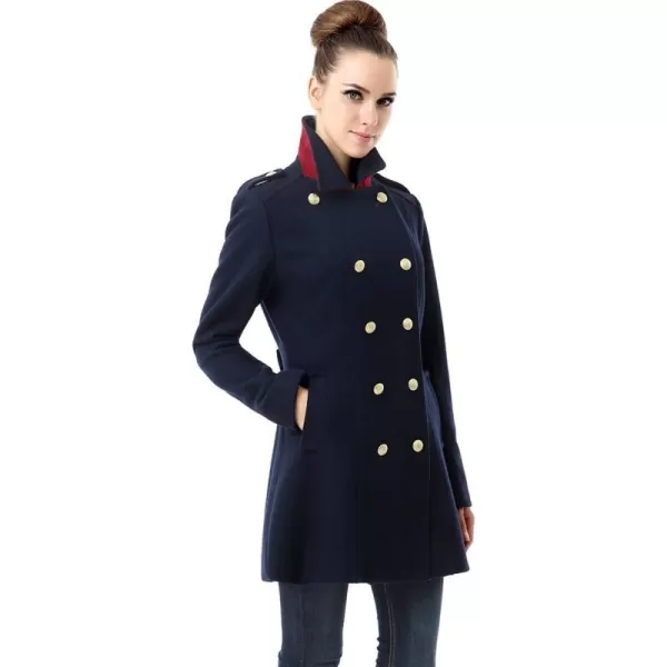 BGSD Women Victoria Wool Fitted Military Melton Coat Regular amp Plus Size amp PetiteNavy