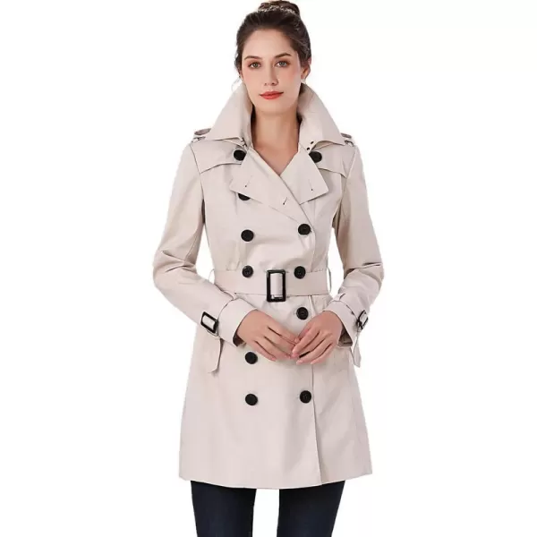 BGSD Women Viv Waterproof Hooded Mid Length Trench CoatBiscuit