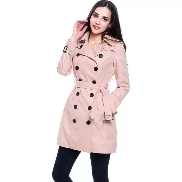 BGSD Women Viv Waterproof Hooded Mid Length Trench CoatBlush