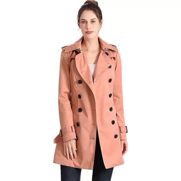 BGSD Women Viv Waterproof Hooded Mid Length Trench CoatGuava