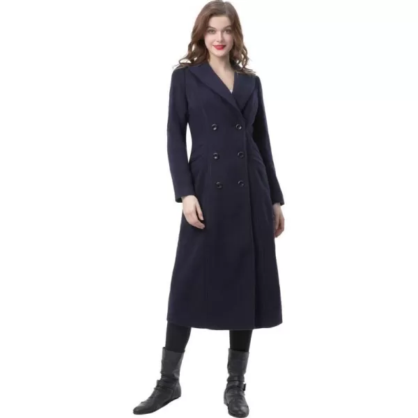 BGSD Women Vivian Double Breasted Wool Long Coat Regular and Plus SizeBlack