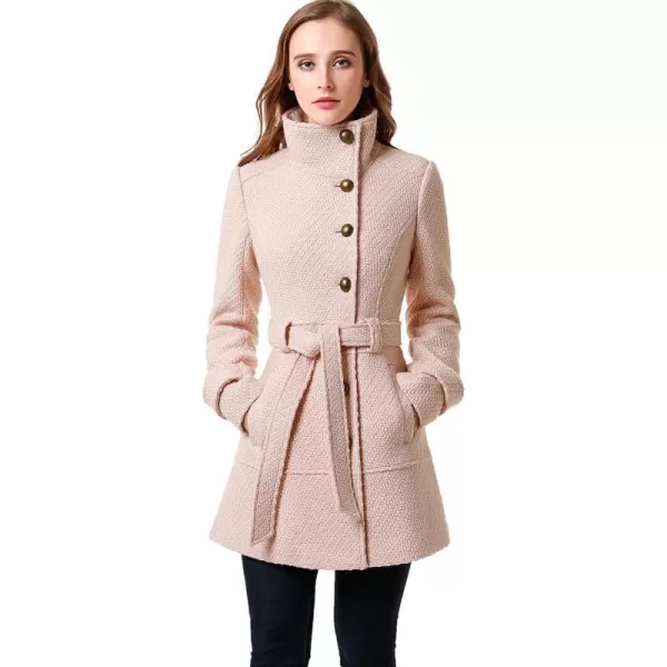 BGSD Women Wool Belted Walking CoatBlush