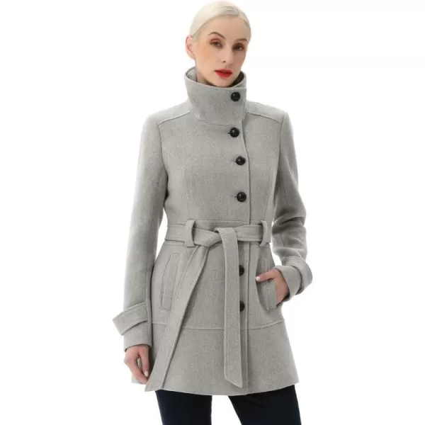 BGSD Women Wool Belted Walking CoatGray